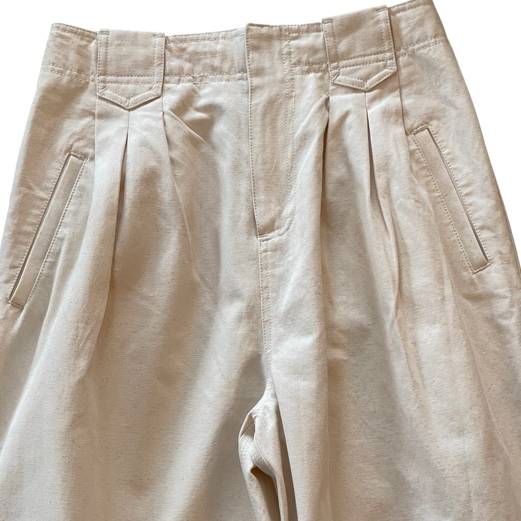 Song Of Style Quinn Light Natural Tan 100% Cotton Pants Sz Xs Barrel Hi-Rise Nwt — image 3 of 8
